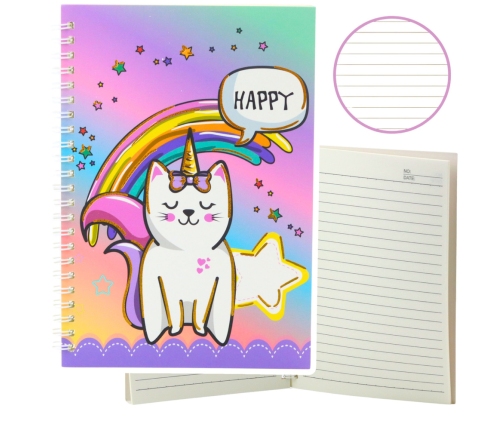 Notebook Notebook Lined Cat Unicorn Colorful A5 60 Sheets