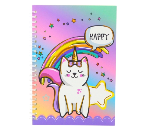 Notebook Notebook Lined Cat Unicorn Colorful A5 60 Sheets