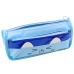 School Pencil Case Two Pockets Cat Motif Blue 22cm