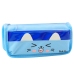 School Pencil Case Two Pockets Cat Motif Blue 22cm