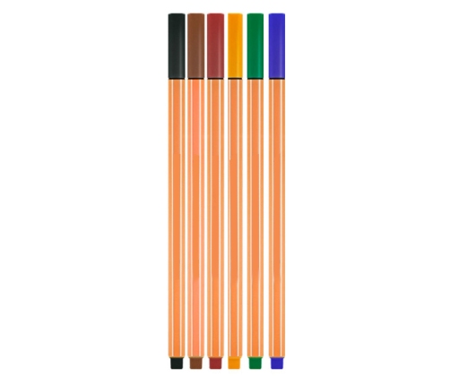 Set of Fineliners Office School Thickness 0.4mm Colored 6pcs