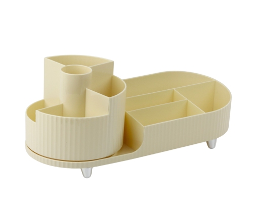 Multifunctional Organizer for Cosmetics, Rotating, Roomy, Beige