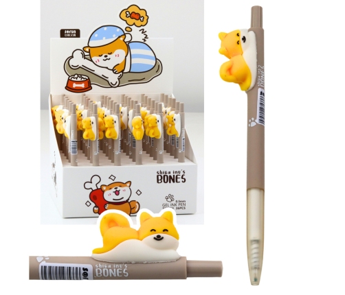 Ballpoint Pen With Yellow Shiba Dog Figure Blue Ink 0.5mm