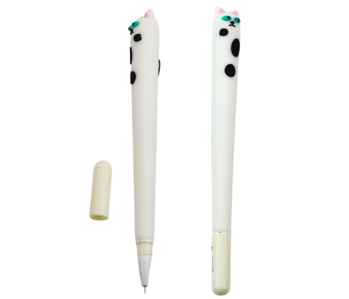 Cat Gel Pen Blue Ink Cap Patches White 16.5cm