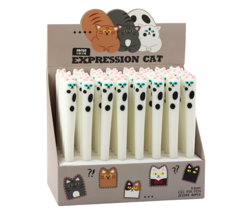 Cat Gel Pen Blue Ink Cap Patches White 16.5cm