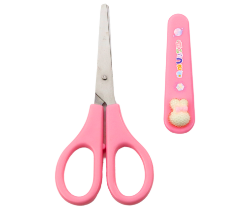 School Scissors With Cover Decorative White Bunny 14cm