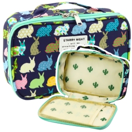 School Pencil Case Organizer Roomy Additional Pocket Navy Blue 21.5cm