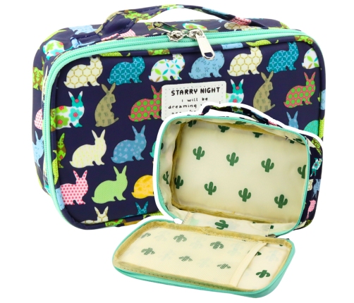 School Pencil Case Organizer Roomy Additional Pocket Navy Blue 21.5cm