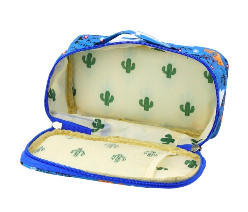 School Pencil Case Organizer Roomy Additional Pocket Blue 21.5cm