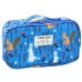 Pencil Case School Organizer Cosmetic Bag Additional Pocket Blue 22.5cm