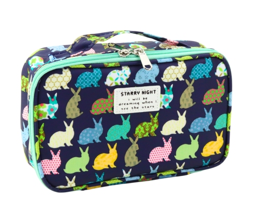 Pencil Case School Organizer Cosmetic Bag Additional Pocket Navy Blue 22.5cm