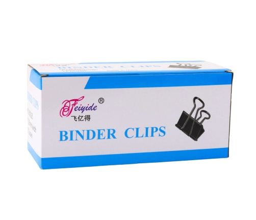 Set of Universal Office Clips Spring Steel Black 51mm 12pcs