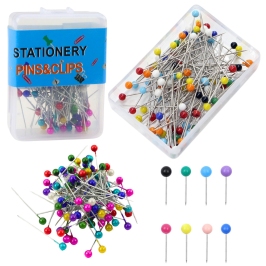 Set of Office Tailor's Pins with Colored Head - 100 pcs.