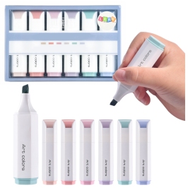Set of Mini Highlighters Delicate Pastel Colors 6 Pcs
