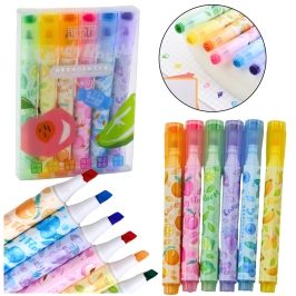 Highlighters In Pen Fruit Stamps Colored Scented 6 Pcs
