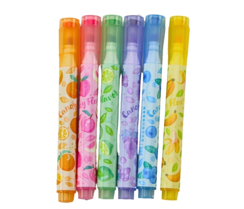 Highlighters In Pen Fruit Stamps Colored Scented 6 Pcs