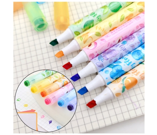 Highlighters In Pen Fruit Stamps Colored Scented 6 Pcs