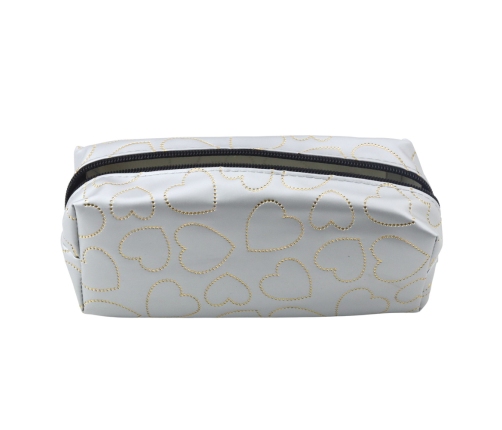 Single-compartment School Office Pencil Case Gold Hearts Silver 20x8 cm