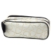 School Office Pencil Case, Two-Compartment, Golden Hearts, White, 23.5x10 cm