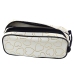 School Office Pencil Case, Two-Compartment, Golden Hearts, White, 23.5x10 cm