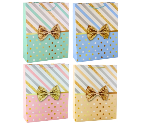 Large Gift Bag With Bow Gold Decorations 55 x 43 x 15cm