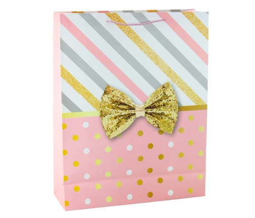 Large Gift Bag With Bow Gold Decorations 55 x 43 x 15cm