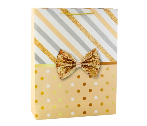 Large Gift Bag With Bow Gold Decorations 55 x 43 x 15cm