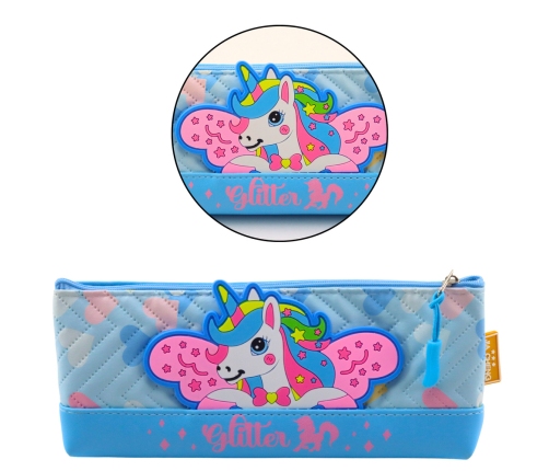 Pencil Case School Kit with Unicorn Blue 20 x 8.5cm