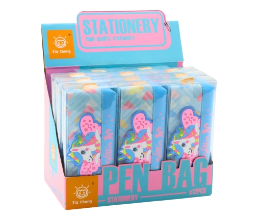 Pencil Case School Kit with Unicorn Blue 20 x 8.5cm