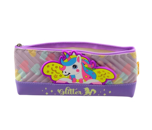 Pencil Case School Supplies with Unicorn Purple 20 x 8.5cm