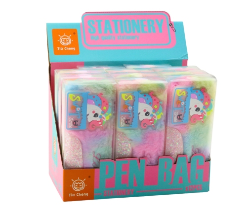 Plush Pencil Case With Unicorn Shiny Elements Unicorn Colorful