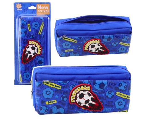 Pencil Case School Organizer with Football Blue