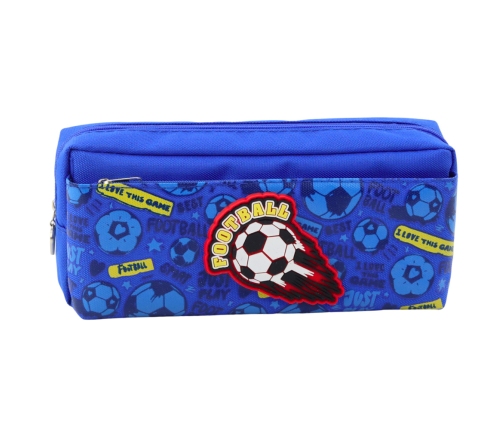 Pencil Case School Organizer with Football Blue