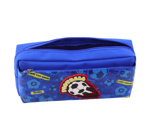 Pencil Case School Organizer with Football Blue