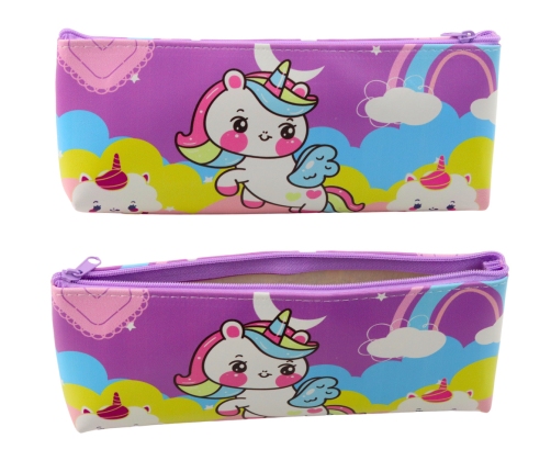 School Pencil Case for Girls with Unicorn Motif Colorful Pastel
