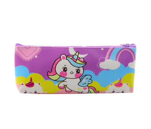 School Pencil Case for Girls with Unicorn Motif Colorful Pastel