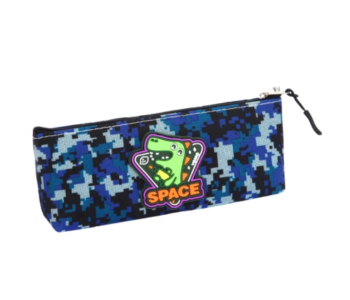 Pencil Case Space Dinosaur Pixels Blue 20x8cm