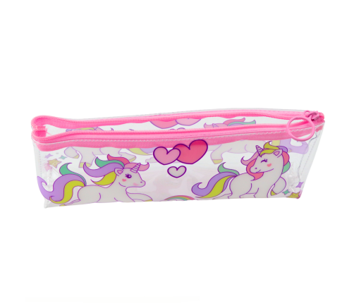 School Pencil Case for Girls Transparent Clear Unicorns