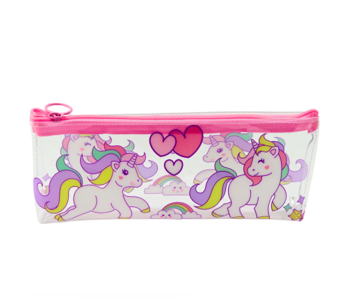 School Pencil Case for Girls Transparent Clear Unicorns
