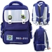 School Backpack Patches With Dinosaurs Chest Strap Navy Blue 39x27x15cm