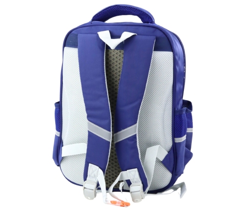 School Backpack Patches With Dinosaurs Chest Strap Navy Blue 39x27x15cm