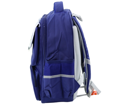 School Backpack Patches With Dinosaurs Chest Strap Navy Blue 39x27x15cm