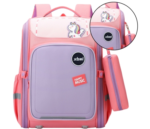 School Backpack With Unicorn Chest Strap Pastel Pink 21L 39cm