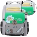 School Backpack With Dinosaurs Chest Strap Gray Green 21L 39cm