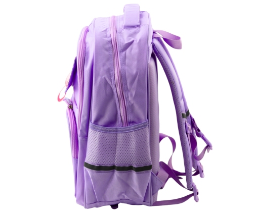 School Backpack With White Cat Chest Strap Purple 20L