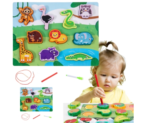 Wooden Puzzle Magnets String Interlacing Animals