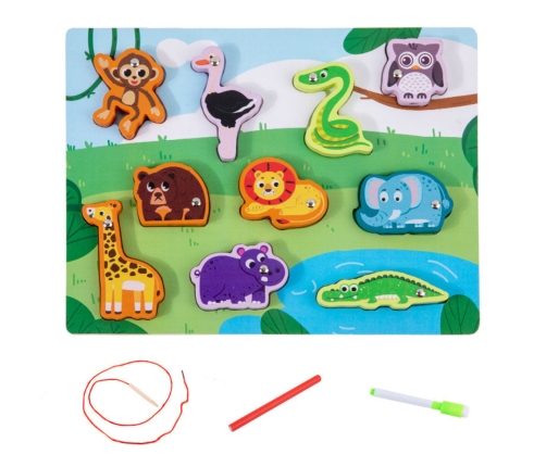 Wooden Puzzle Magnets String Interlacing Animals