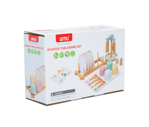 Wooden Children's Tableware Set Tableware Stand 33El