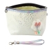Pencil Case Cosmetic Bag Bow Shiny Dots White 23x16cm