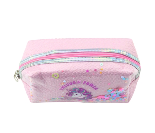 School Pencil Case With Headband Unicorn Confetti Pink 20cm